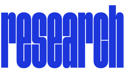 text in blue font that says 'research'