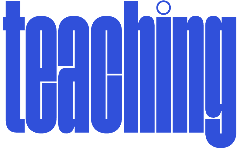 text in blue font that says 'teaching'